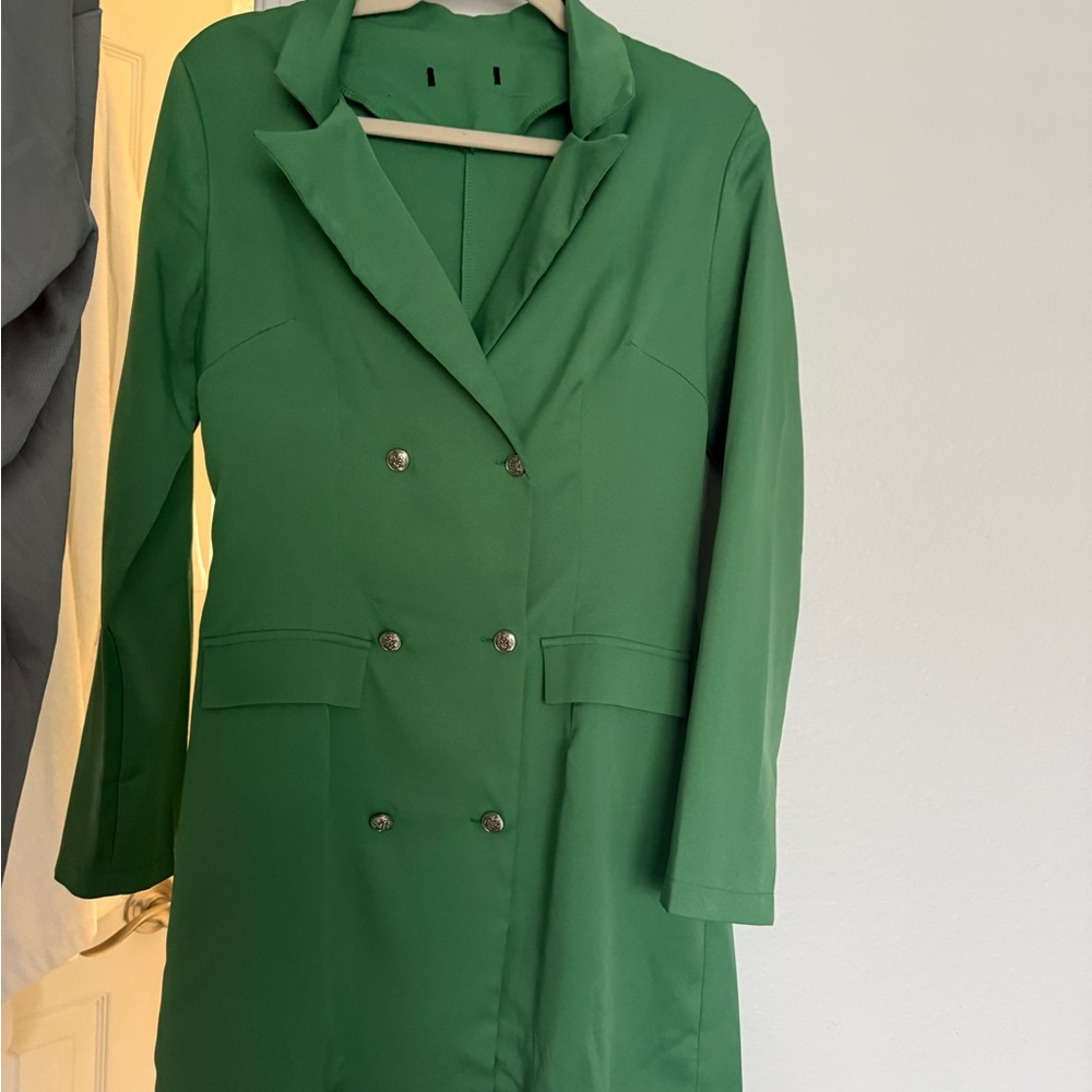 H&M Green Blazer Double-Breasted Dress